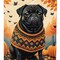 Edge Collections - 11 1/4" X 15 1/2" - Multicolor - Garden Black Pug Fall Garden Flag - 1 Piece